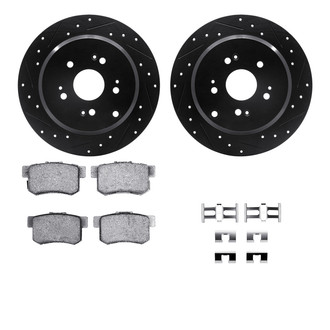 R1 Concepts® - eLINE Series Drilled and Slotted Rear Brake Kit with Ceramic Pads