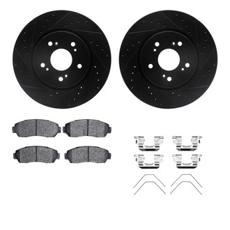 R1 Concepts® - eLINE Series Drilled and Slotted Front Brake Kit with Ceramic Pads