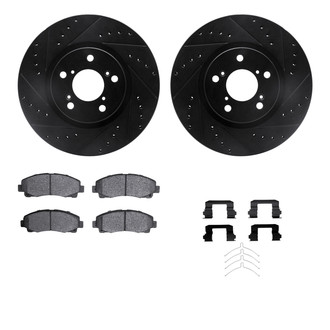 R1 Concepts® - eLINE Series Drilled and Slotted Front Brake Kit with Ceramic Pads