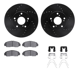 R1 Concepts® - eLINE Series Drilled and Slotted Front Brake Kit with Ceramic Pads