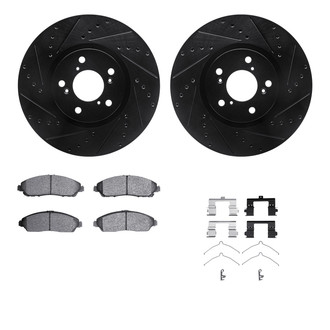 R1 Concepts® - eLINE Series Drilled and Slotted Front Brake Kit with Ceramic Pads