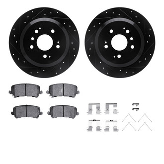 R1 Concepts® - eLINE Series Drilled and Slotted Rear Brake Kit with Ceramic Pads