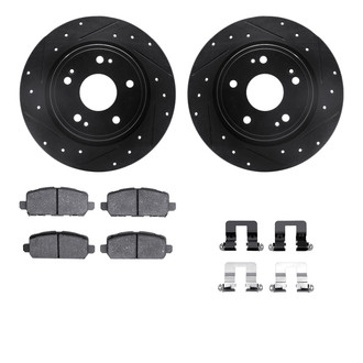 R1 Concepts® - eLINE Series Drilled and Slotted Rear Brake Kit with Ceramic Pads