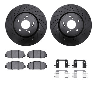 R1 Concepts® - eLINE Series Drilled and Slotted Front Brake Kit with Ceramic Pads
