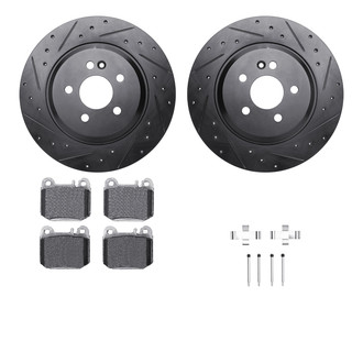 R1 Concepts® - eLINE Series Drilled and Slotted Rear Brake Kit with Ceramic Pads