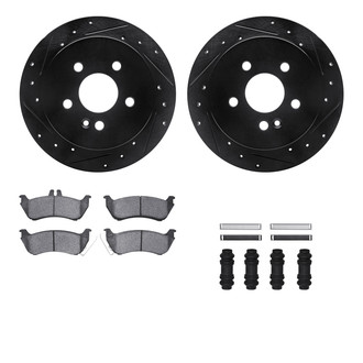 R1 Concepts® - eLINE Series Drilled and Slotted Rear Brake Kit with Ceramic Pads