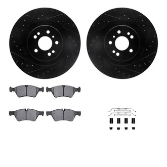 R1 Concepts® - eLINE Series Drilled and Slotted Front Brake Kit with Ceramic Pads