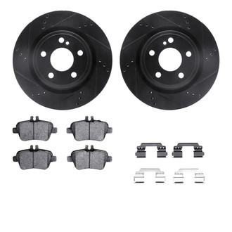 R1 Concepts® - eLINE Series Drilled and Slotted Rear Brake Kit with Ceramic Pads