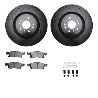 R1 Concepts® - eLINE Series Drilled and Slotted Front Brake Kit with Ceramic Pads