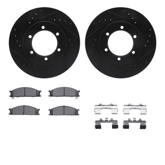 R1 Concepts® - eLINE Series Drilled and Slotted Front Brake Kit with Ceramic Pads