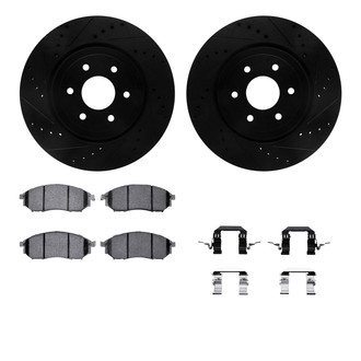 R1 Concepts® - eLINE Series Drilled and Slotted Front Brake Kit with Ceramic Pads