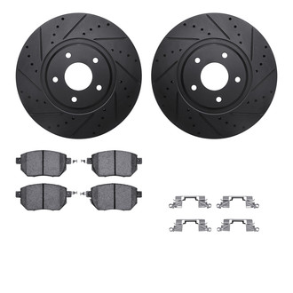 R1 Concepts® - eLINE Series Drilled and Slotted Front Brake Kit with Ceramic Pads