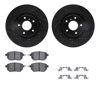 R1 Concepts® - eLINE Series Drilled and Slotted Front Brake Kit with Ceramic Pads