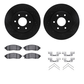 R1 Concepts® - eLINE Series Drilled and Slotted Front Brake Kit with Ceramic Pads