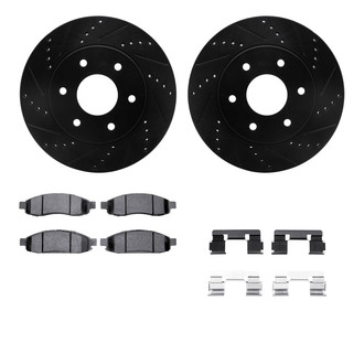 R1 Concepts® - eLINE Series Drilled and Slotted Front Brake Kit with Ceramic Pads