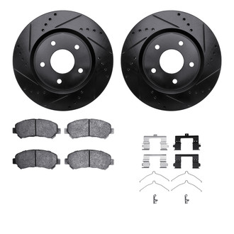 R1 Concepts® - eLINE Series Drilled and Slotted Front Brake Kit with Ceramic Pads