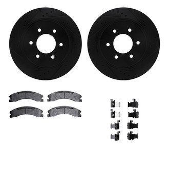 R1 Concepts® - eLINE Series Drilled and Slotted Front Brake Kit with Ceramic Pads