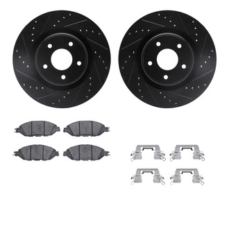 R1 Concepts® - eLINE Series Drilled and Slotted Front Brake Kit with Ceramic Pads