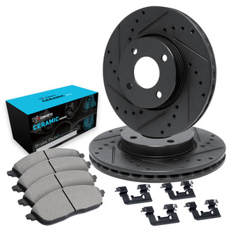 R1 Concepts® - Drilled and Slotted Front Brake Kit with Ceramic Pads