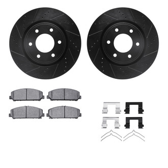 R1 Concepts® - eLINE Series Drilled and Slotted Front Brake Kit with Ceramic Pads