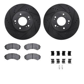 R1 Concepts® - eLINE Series Drilled and Slotted Front Brake Kit with Ceramic Pads