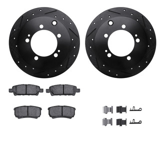 R1 Concepts® - eLINE Series Drilled and Slotted Rear Brake Kit with Ceramic Pads