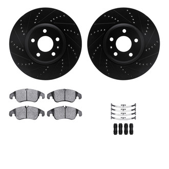 R1 Concepts® - eLINE Series Drilled and Slotted Front Brake Kit with Ceramic Pads