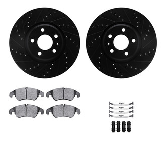 R1 Concepts® - eLINE Series Drilled and Slotted Front Brake Kit with Ceramic Pads