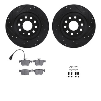 R1 Concepts® - eLINE Series Drilled and Slotted Rear Brake Kit with Ceramic Pads