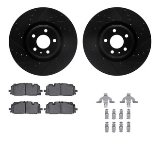 R1 Concepts® - eLINE Series Drilled and Slotted Front Brake Kit with Ceramic Pads