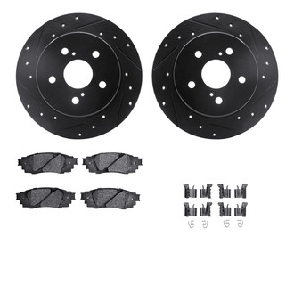 R1 Concepts® - eLINE Series Drilled and Slotted Rear Brake Kit with Ceramic Pads