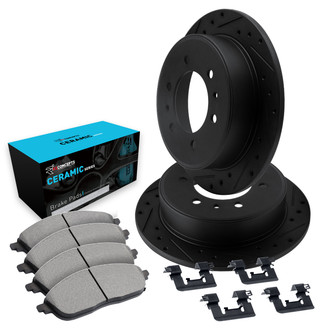 R1 Concepts® - eLINE Series Drilled and Slotted Front Brake Kit with Ceramic Pads