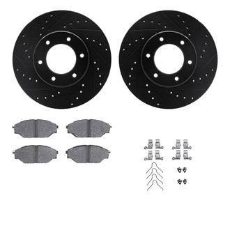 R1 Concepts® - eLINE Series Drilled and Slotted Front Brake Kit with Ceramic Pads