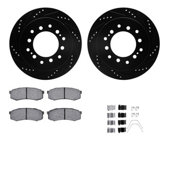 R1 Concepts® - eLINE Series Drilled and Slotted Rear Brake Kit with Ceramic Pads