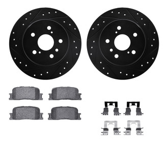 R1 Concepts® - eLINE Series Drilled and Slotted Rear Brake Kit with Ceramic Pads