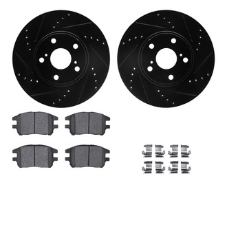 R1 Concepts® - eLINE Series Drilled and Slotted Front Brake Kit with Ceramic Pads