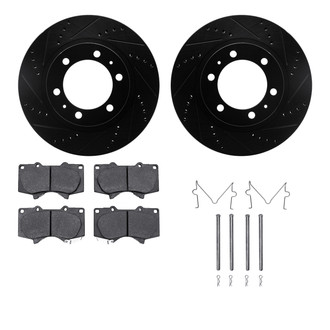R1 Concepts® - eLINE Series Drilled and Slotted Front Brake Kit with Ceramic Pads