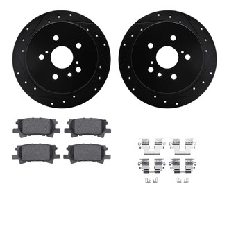 R1 Concepts® - eLINE Series Drilled and Slotted Rear Brake Kit with Ceramic Pads