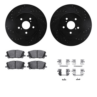 R1 Concepts® - eLINE Series Drilled and Slotted Front Brake Kit with Ceramic Pads