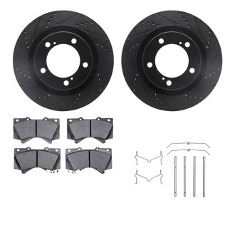 R1 Concepts® - eLINE Series Drilled and Slotted Front Brake Kit with Ceramic Pads