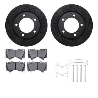 R1 Concepts® - eLINE Series Drilled and Slotted Front Brake Kit with Ceramic Pads
