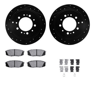 R1 Concepts® - eLINE Series Drilled and Slotted Rear Brake Kit with Ceramic Pads