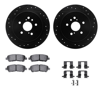 R1 Concepts® - eLINE Series Drilled and Slotted Rear Brake Kit with Ceramic Pads