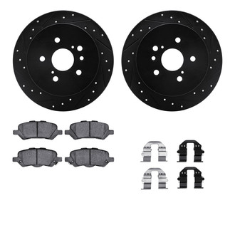 R1 Concepts® - eLINE Series Drilled and Slotted Rear Brake Kit with Ceramic Pads