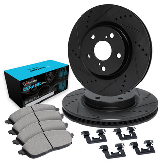 R1 Concepts® - Drilled and Slotted Rear Brake Kit with Ceramic Pads
