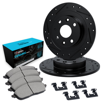 R1 Concepts® - eLINE Series Drilled and Slotted Front Brake Kit with Ceramic Pads