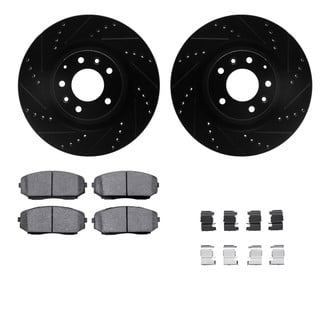 R1 Concepts® - eLINE Series Drilled and Slotted Front Brake Kit with Ceramic Pads