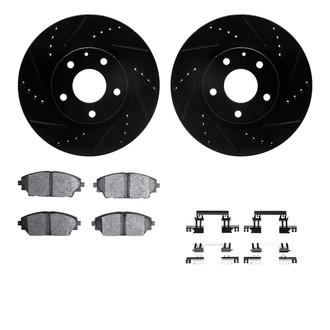 R1 Concepts® - eLINE Series Drilled and Slotted Front Brake Kit with Ceramic Pads