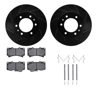 R1 Concepts® - eLINE Series Drilled and Slotted Front Brake Kit with Ceramic Pads