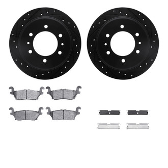 R1 Concepts® - eLINE Series Drilled and Slotted Rear Brake Kit with Ceramic Pads